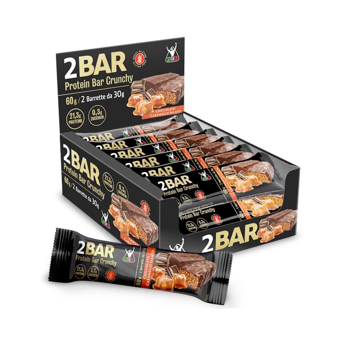 NET INTEGRATORI 2BAR Protein Bar Crunchy 2 barrette da 30g confezione 12 pezzi CARAMELLO SALATO