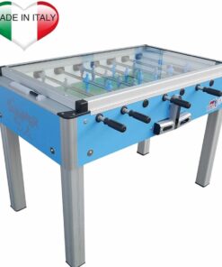 ROBERTO SPORT Summer Free Cover calciobalilla per esterno waterproof colore azzurro con copertura in vetro