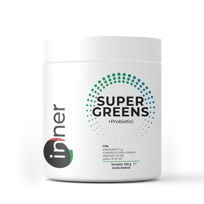 INNER SUPER GREENS integratore a base di frutta e verdura con probiotici ARANCIA 200g