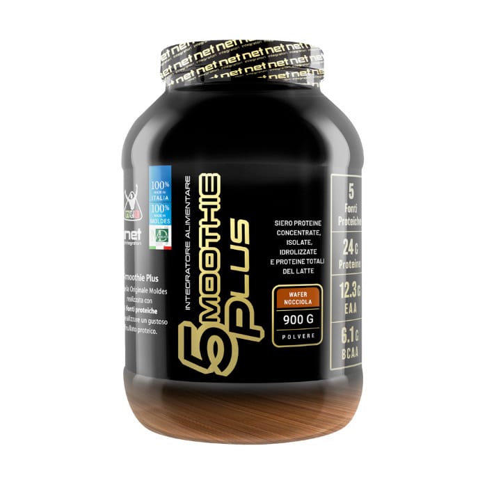 Net Integratori 5MOOTHIE PLUS proteine concentrate in polvere 900g WAFER NOCCIOLA