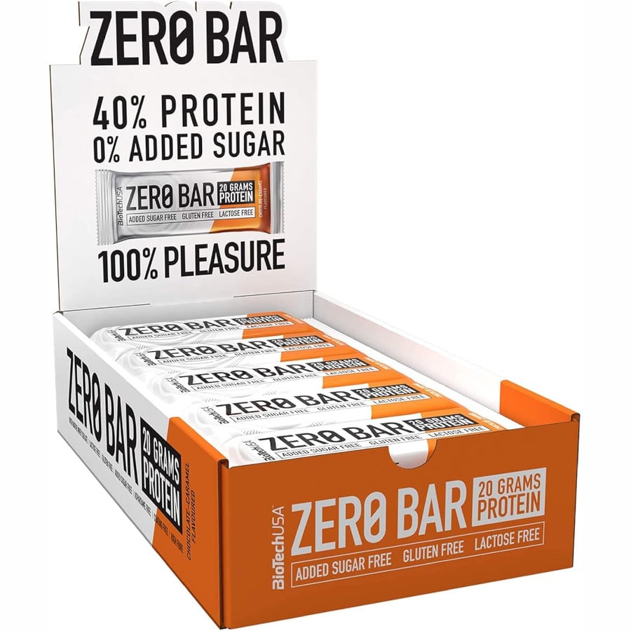 BIOTECH USA ZERO BAR barrette proteiche gusto CIOCCOLATO CARAMELLO 20 x 50g
