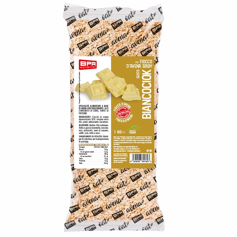BPR NUTRITION Fiocco d'avena 1kg gusto BIANCOCIOK - SCADENZA 30/11/2025