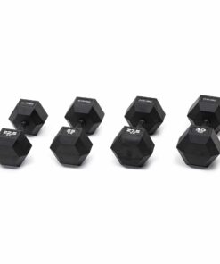 Diamond Set 4 coppie Manubri Gommati Esagonali Black 22,5-30 kg (22,5 / 25 / 27,5 / 30 kg) - totale 210 kg - impugnatura brunita MGED-B22,5-30
