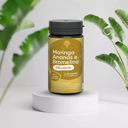 RedMoringa Integratore Anti-Cellulite e Drenante Forte con Bromelina 5000 GDU, Ananas e Moringa 60 cps