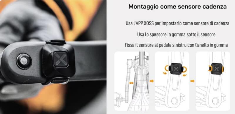 XOSS Sensore cadenza Bluetooth e ANT+ compatibile Garmin 