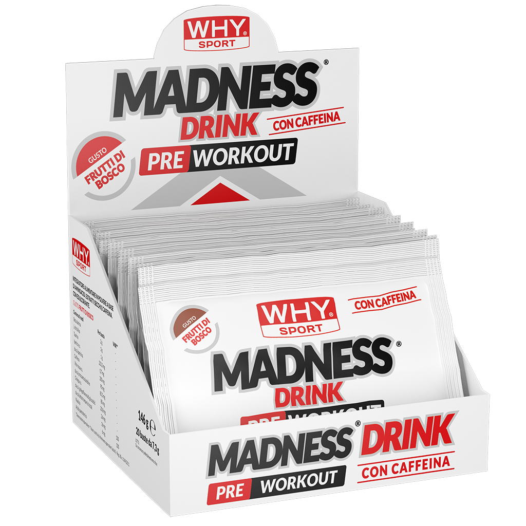 WHY SPORT MADNESS DRINK Pre Workout gusto Frutti di bosco 20 bustine