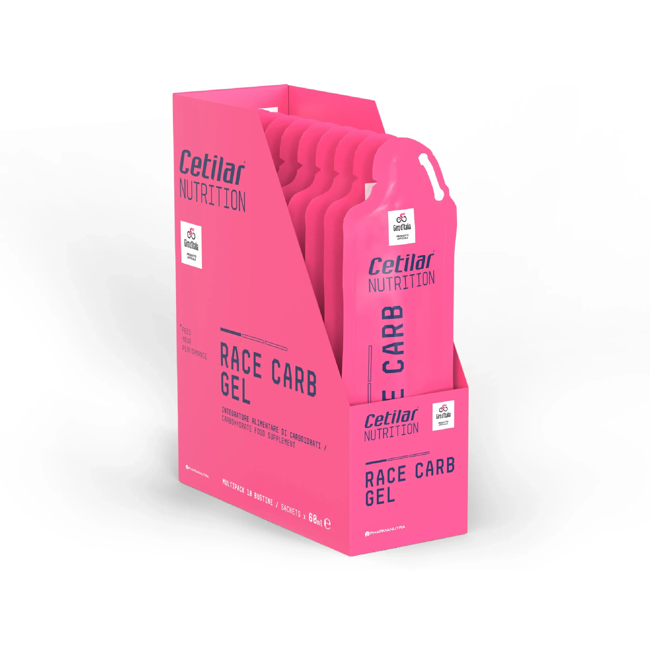 Cetilar RACE CARB GEL Carboidrati in gel 10 stick da 60ml Gusto lemon Edizione Giro d Italia 2026