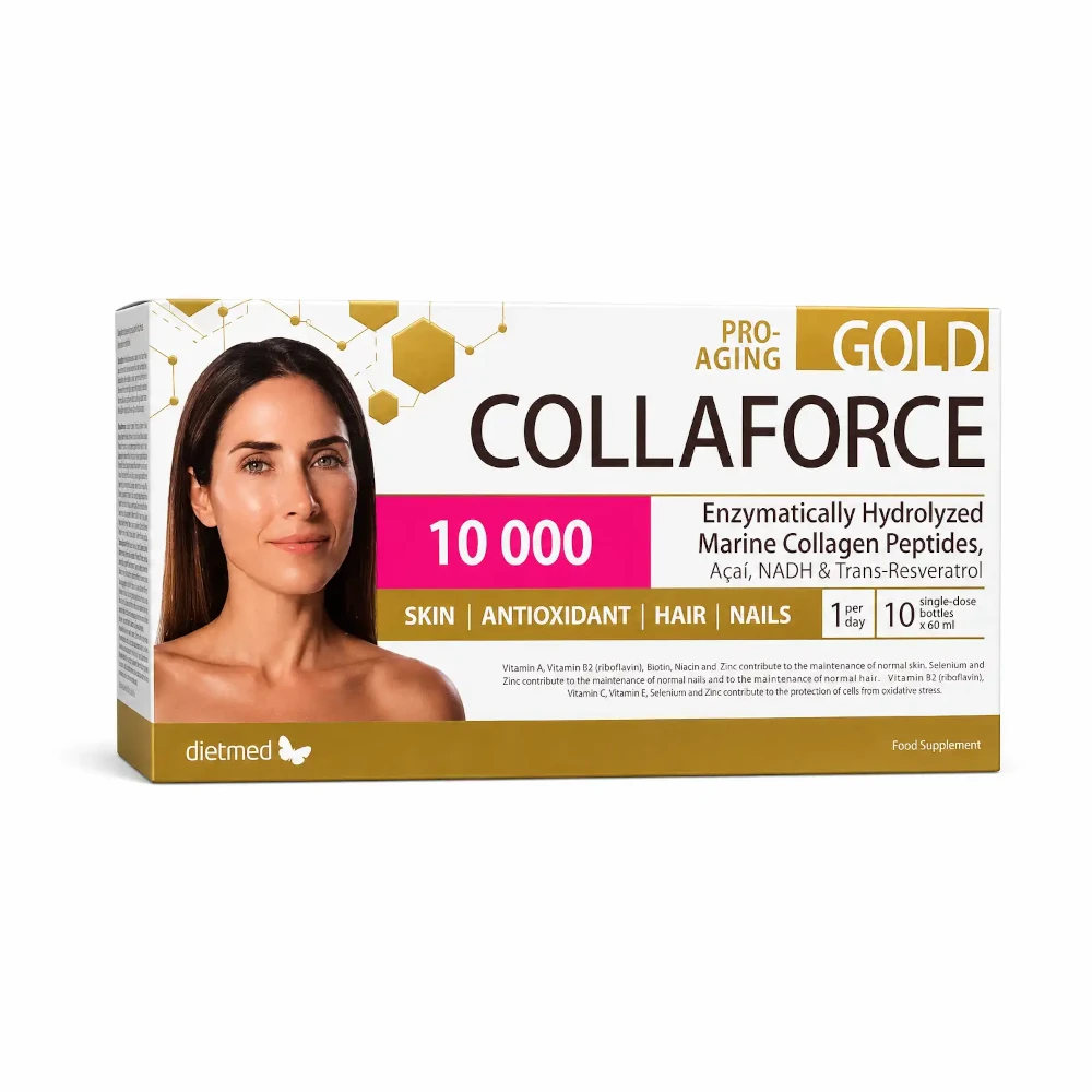 Dietmed Collaforce Pro-Aging GOLD 10.000mg Collagene Marino Idrolizzato con Acido Ialuronico mg 10 flaconi da 60ml