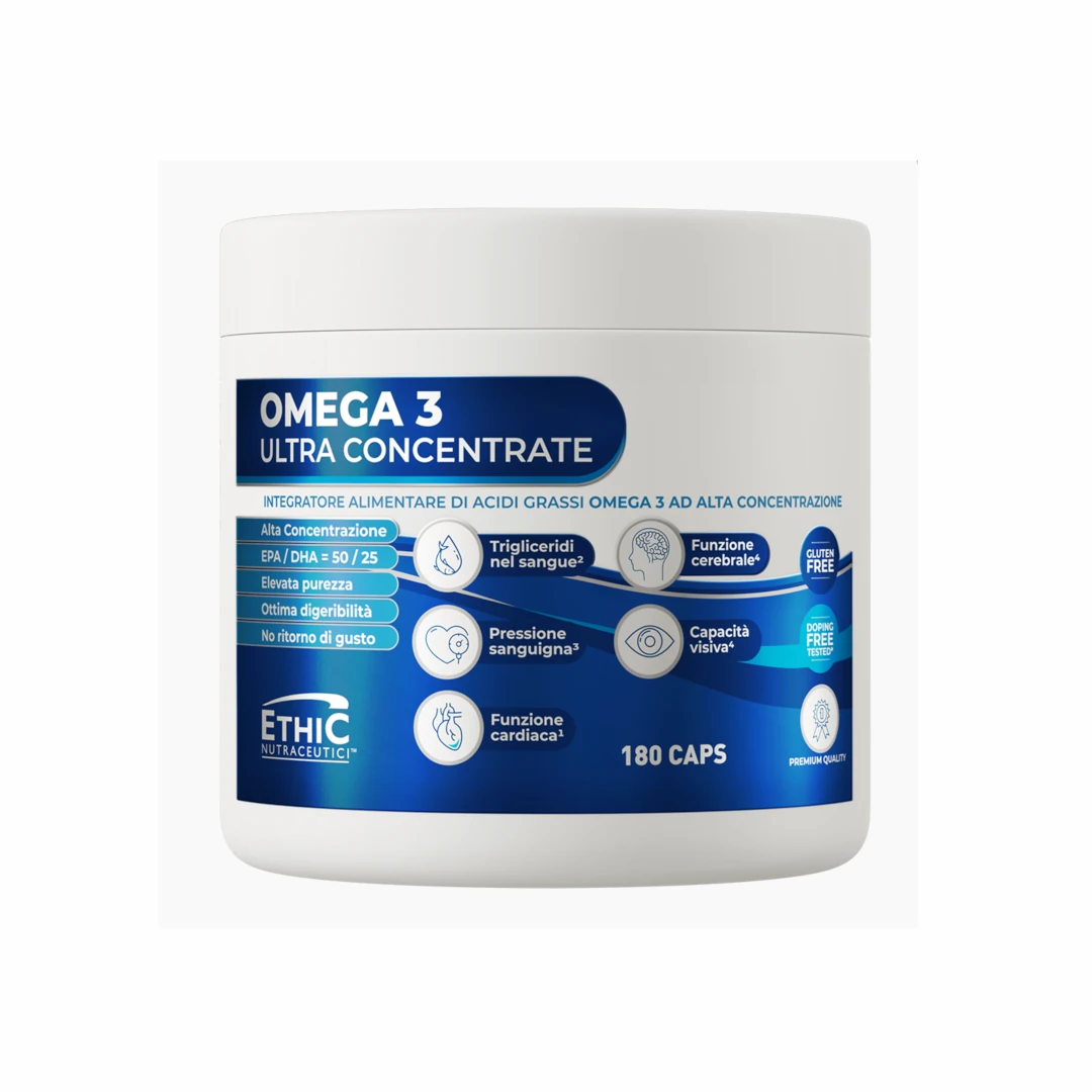 Ethicsport OMEGA 3 ULTRA CONCENTRATE Integratore di acidi grassi omega 3 ad alta concentrazione 180 caps